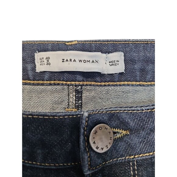 Zara Woman Blue Cropped Ankle Jeans Size 8 - Picture 2 of 8